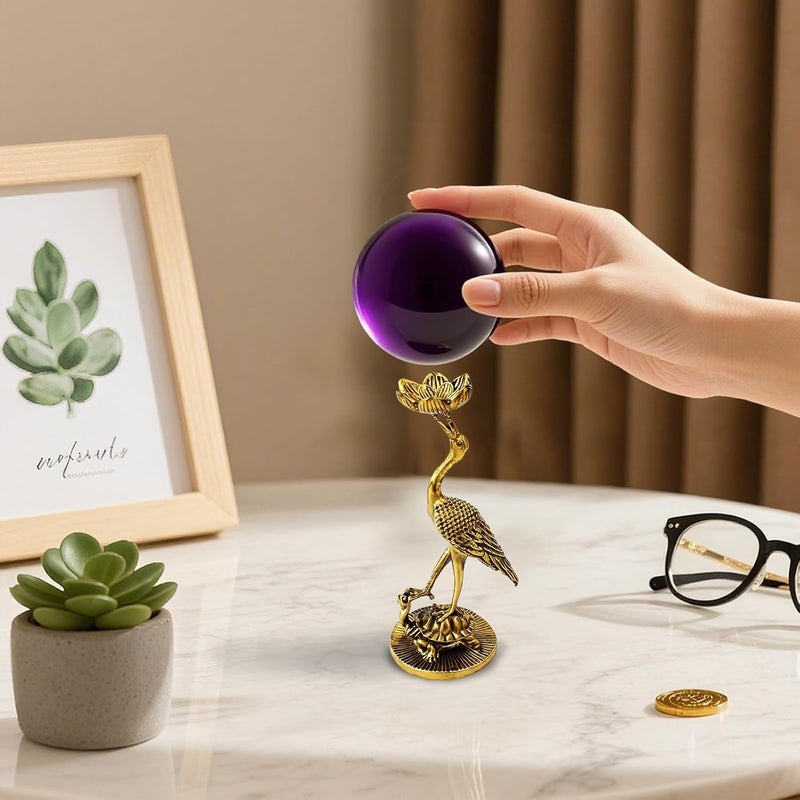 GeryVtee Metal Crystal Ball Stand Sphere Display Stand Crystal Holder Balls Ornament Rack Holder Metal Base Crane Shape (Retro) - Image 5